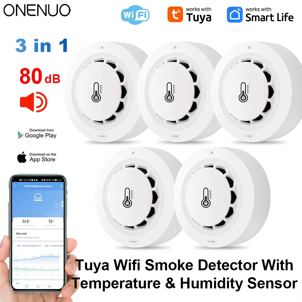 Tuya Wifi BT Two Connection Sm - Smoke Detector Interconnected 评论和价格