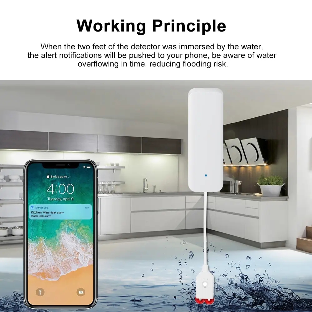 Tuya WiFi Smart Water Leak Sen - Water Alarm Sensor 评论和价格