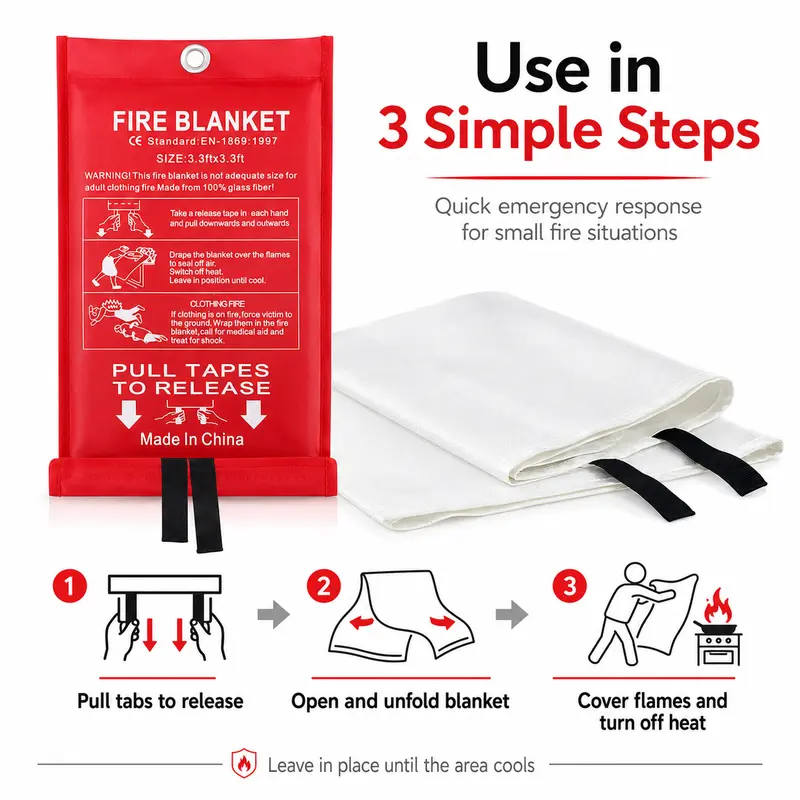 4 Pack Fiberglass Emergency Fi - Fire Blanket Kitchen 评论和价格