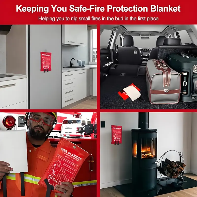 4 Pack Fiberglass Emergency Fi - Fire Blanket Kitchen 评论和价格